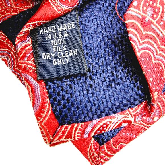 Cremieux Collection Red Paisley Handmade 100% Silk Necktie Tie - OS - Picture 4 of 5